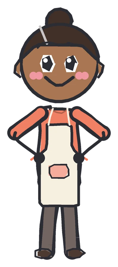 Leo's mom, drawn in the style of the videos
